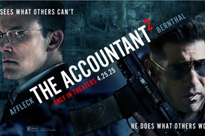 Promotional poster for The Accountant 2, featuring Ben Affleck as Christian Wolff on the left and Jon Bernthal as Brax on the right.