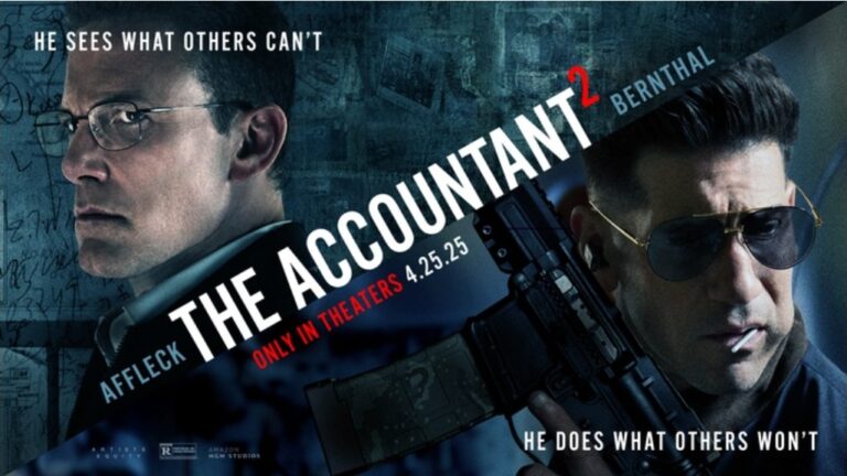 Promotional poster for The Accountant 2, featuring Ben Affleck as Christian Wolff on the left and Jon Bernthal as Brax on the right.